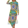 thumbnail image 1 of Robe en Chiffon Imprimé Fruits Jaune Citron Robes Mignonnes Femmes Manches Longues Style Rue Col en V Motif Robe Décontractée Surdimensionnée, 1 of 5