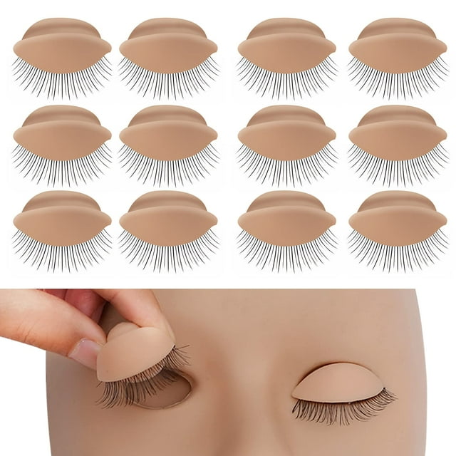 6 pares de párpados reemplazables (2 cajas), párpados de reemplazo de pestañas, utilizados para entrenar pestañas y practicar maquillaje (color trigo)