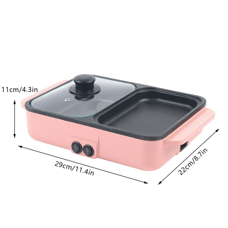 BENTISM 2 in 1 Electric BBQ Pan Grill Hot Pot Portable Hot Pot BBQ Grill  2400W