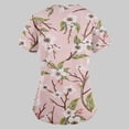 thumbnail image 4 of EHTMSAK Print Scrubs for Women Tops, with Pocket Floral Nurses Uniform Workwear Tunic Casual Short Sleeve V-Neck Clinic Blouse Carer Top on Clearance Pink S, 4 of 7