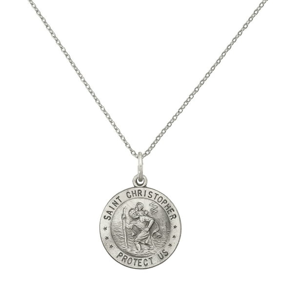 Primal Silver Sterling Silver St. Christopher Medal on 18-inch Forzantina Cable Chain