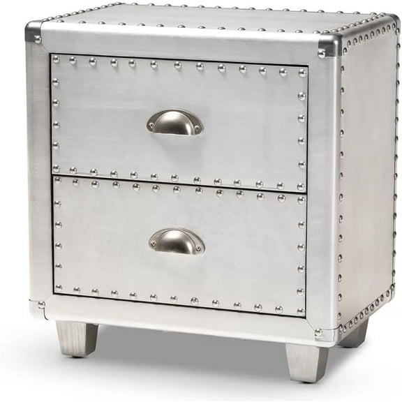 Aviator End Table, Side Table Aluminum Mid Century Modern Nightstand with Drawers Living Room, Bed Room Office Decor