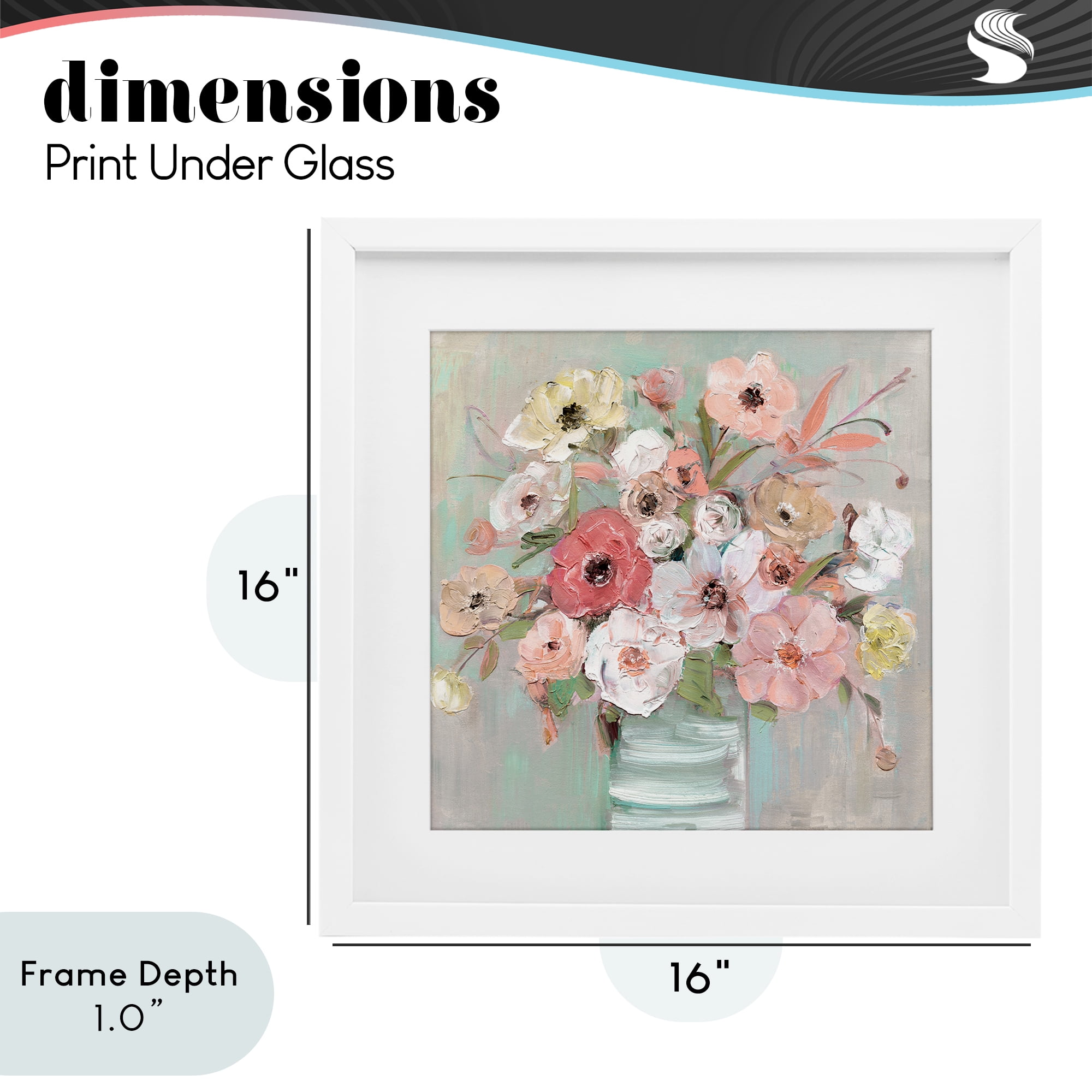 Stupell Industries Pastel Flower Forms Vase White Framed Print Under Glass, design by Sally Swatland