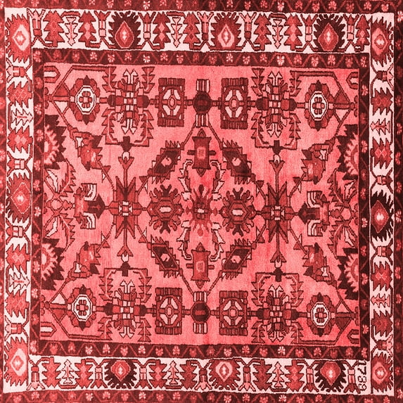 Ahgly Company Indoor Square Persian Red Traditional Area Rugs, 8' Square
