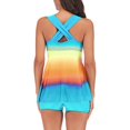 thumbnail image 3 of Plus Size Swimsuits For Women Tummy Control Rainbow Swimwear Two Piece Swimdress With Shorts, 3 of 3