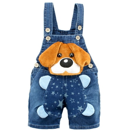 

KIDSCOOL SPACE Baby Toddler Cute 3D Animal Summer Jean Overalls Shortalls
