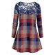 thumbnail image 2 of Más el tamaño del panel de la tela escocesa del cordón de la blusa del patrón Rosegal Blusas Tallas Grandes, 2 of 5