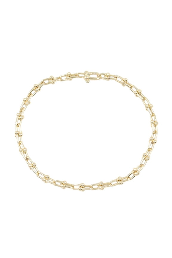 Pre-Owned Tiffany & Co. Hardware Microlink Bracelet, Medium, 18K (Yellow Gold), Women's, Gold...