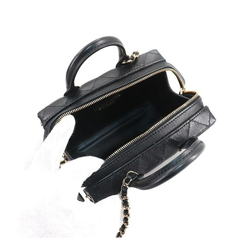 Pre-Owned Chanel CHANEL matelasse vanity chain shoulder bag leather black  AP3344 Mini Vanity Bag (Like New) 
