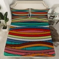 thumbnail image 2 of Manfei Colorful Stripes Twin Sheet Sets 3pcs, Contemporary Abstract Twin Fitted Sheet, Wave Lines Flat Sheet, Ultra Soft Home Decor, 2 of 7