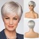 thumbnail image 1 of Pelucas cortas de mezcla de cabello humano gris plateado para mujer, peluca de corte Pixie de cabello natural, ligera/transpirable/suave (color 101) brillar Electrónica, 1 of 5