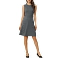 thumbnail image 2 of INSPIRE CHIC Vestido sin mangas de corte ajustado y acampanado de cuadros houndstooth por encima de la rodilla XS azul marino, 2 of 6