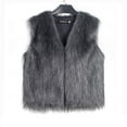thumbnail image 4 of QATAINLAV Camisas Para Hombres Womens Faux Fur Vest Winter Warm Short Coat Fluffy Shaggy Sleeveless Jacket Fashion Casual Warm Padded Fuzzy Outerwear Dark Gray XL, 4 of 6
