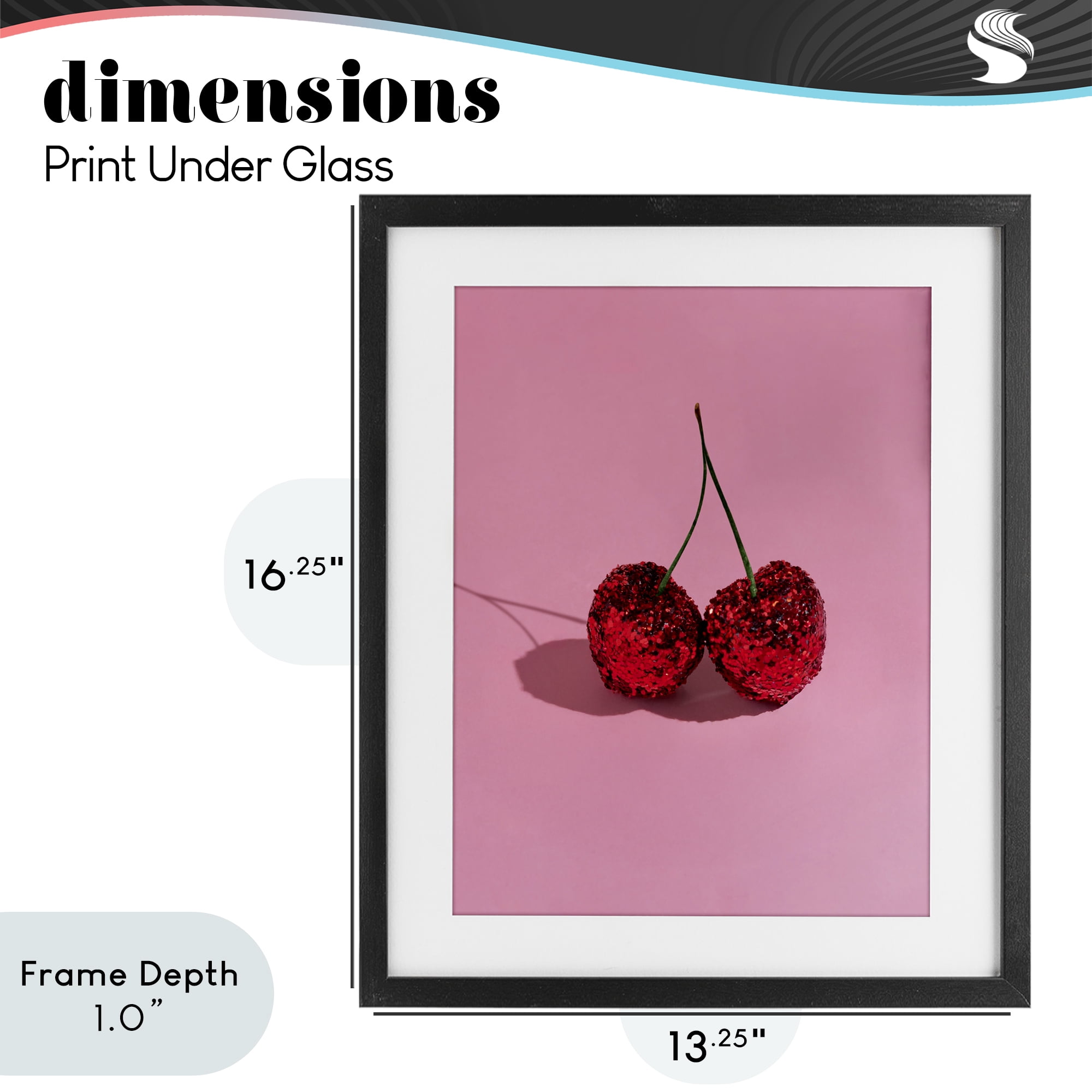 Stupell Industries Glitter Encrusted Cherries Black Framed Print Under Glass, design by LISH Creative