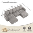 thumbnail image 3 of Wiilayok 110" Oversized U-Shaped Cloud Couch Sectional with Modular Design for Living Room: Comfy Corduroy, Ottoman, USB Port, Cup Holder, Armrest Storage, Side Pocket, Gray, 3 of 9