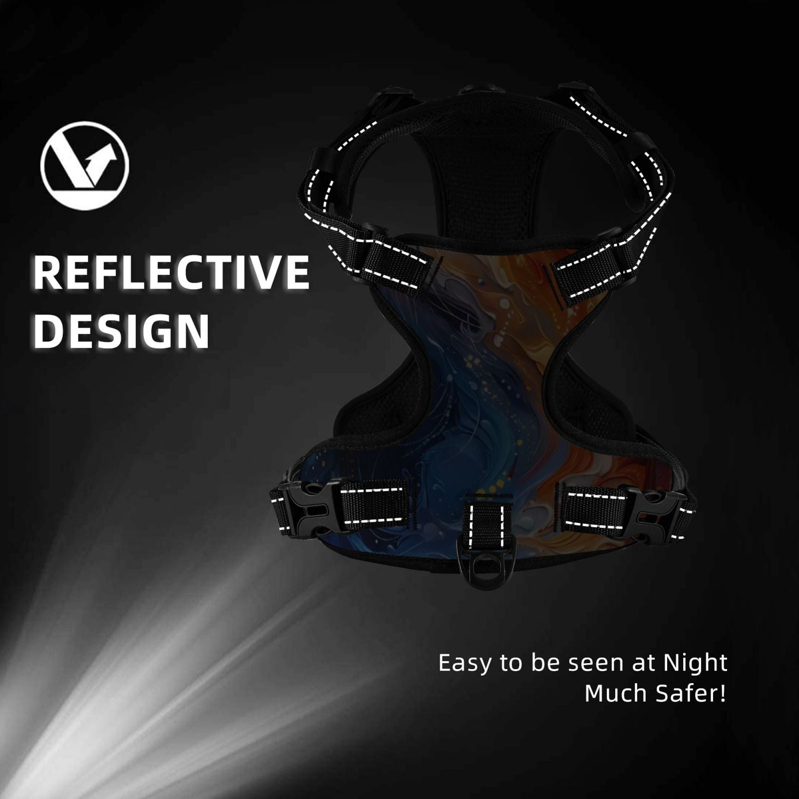 Vsdgher Galactic Dog Swirls Art Dog Harness, No-Pull Pet Harness, Dog Vest, Pet Vest for Small to Large Dogs-X-Large