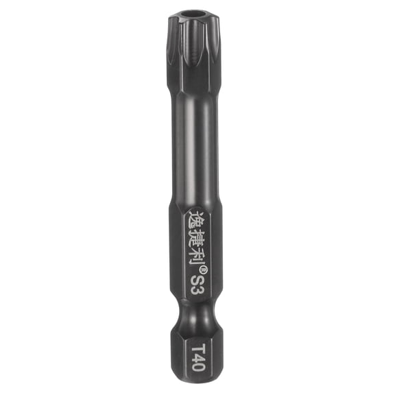 Uxcell T40 Torx Head Screwdriver Bit 1/4" Hex Shank 2" Long Magnetic with Hole