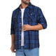 thumbnail image 4 of Camisas de manga larga ajustadas de botones con bolsillo para hombres INSPIRE CHIC en colores contrastantes, 2XL, negro y azul, 4 of 7