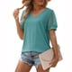 thumbnail image 4 of ICHUANYI Clearance Fashion Woman Causal V-Neck Vintage Solid Blouse Short Sleeve T-Shirt Summer Tops(Navy, XXL) ICHUANYI WER2023080711618, 4 of 8