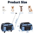 thumbnail image 5 of Petsfit Pet Carrier with Wheels, Rolling Cat Carrier for 2 Small Cats, Airline Approved Pet Carrier with Telescopic Handle Perfect for Travelling Under 15lb,Blue, 5 of 7