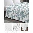 thumbnail image 5 of Full Size Flat Sheet Only, Teal Blue Green Soft Brushed Microfiber Bed Sheets, Vintage Farmhouse Boho Flower Leaf Hotel Quality Breathable Bedding Top Sheet, Easy Care, 81"x96", 5 of 9