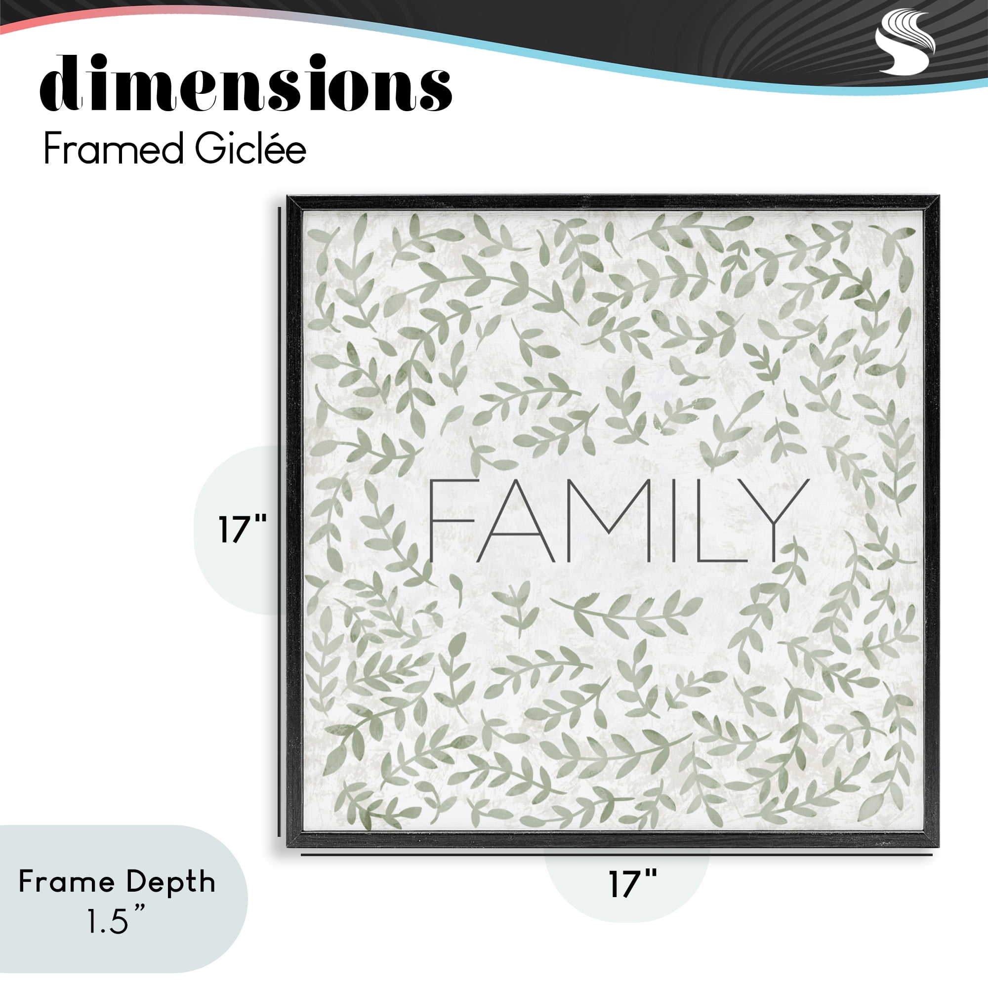 Stupell Industries Curved Ivy Sprigs Family Black Framed Giclee Art, design by SD Graphics Studio