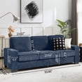 thumbnail image 2 of AENKYO 84" Modern Corduroy 3-Seater Sofa, Compressed Couch with Built-in Cup Holders & Washable Covers, Blue, 2 of 8