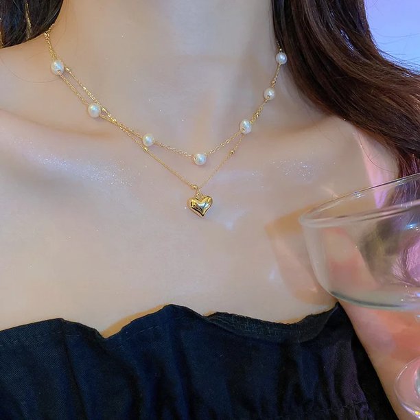 Nuevas cuentas de cadena para el cuello para mujer, Gargantilla de perlas Kpop, Collar gótico de Color dorado, joyería en el cuello, colgante, Collar para niña 2022