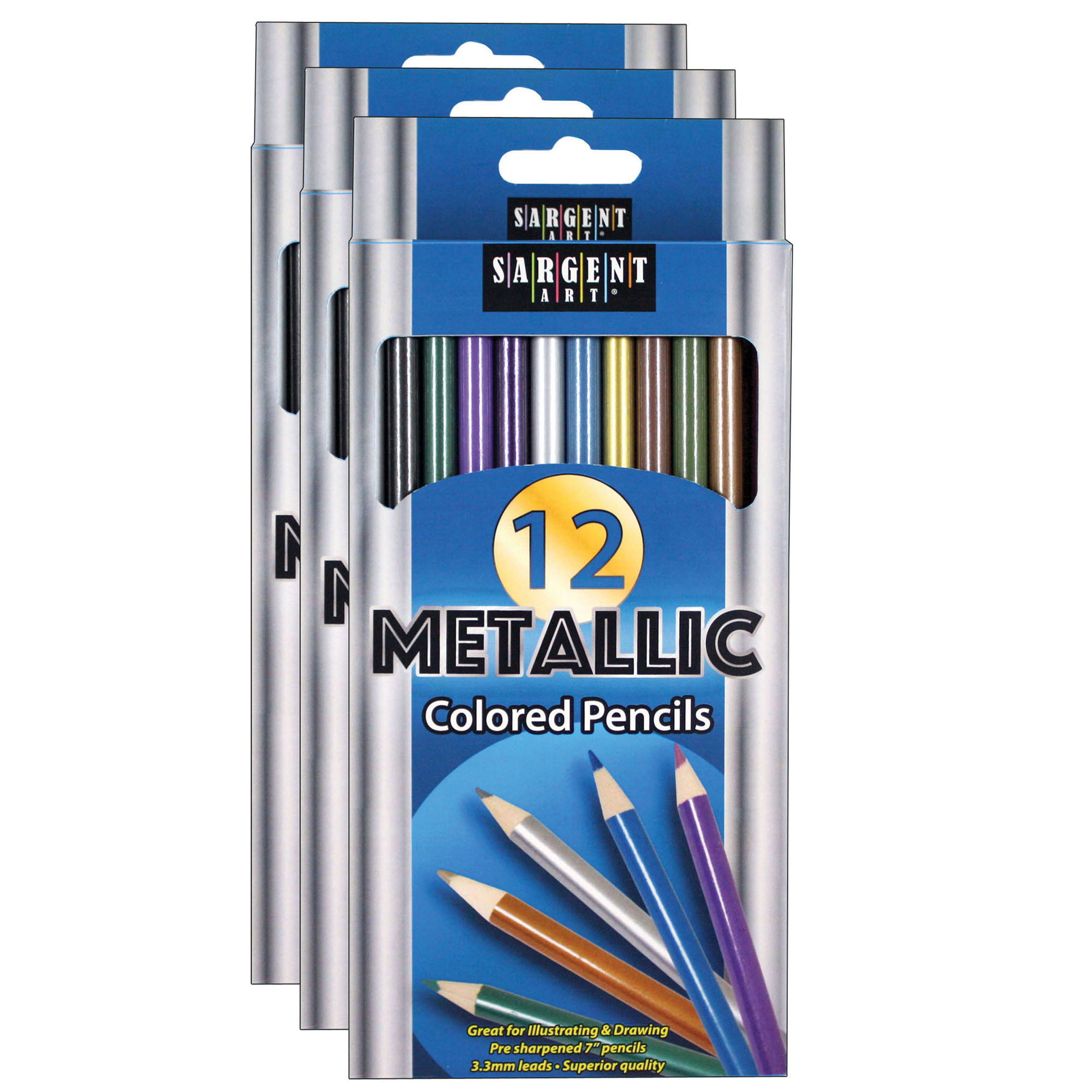 Artists Metallic Pencils 12 Pack Sketching Drawing Chiltern Arts 