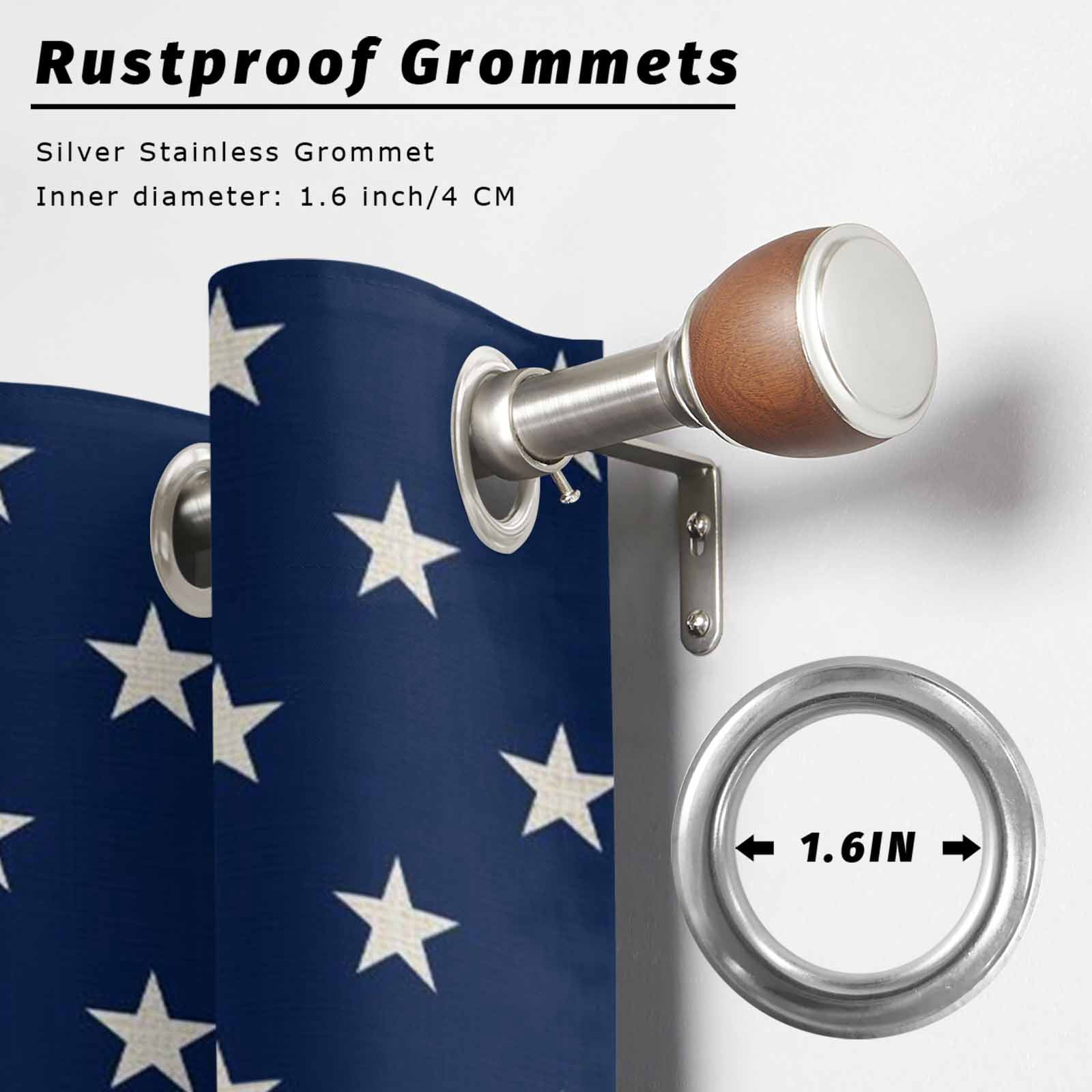Anniversary Outdoor Curtains for Patio, USA Flag Red Striped Blue Star Sunshade Privacy Drapes Grommet Waterproof Outside Curtains for Porch/Cabana/Balcony 54"x 84", 1 Panel