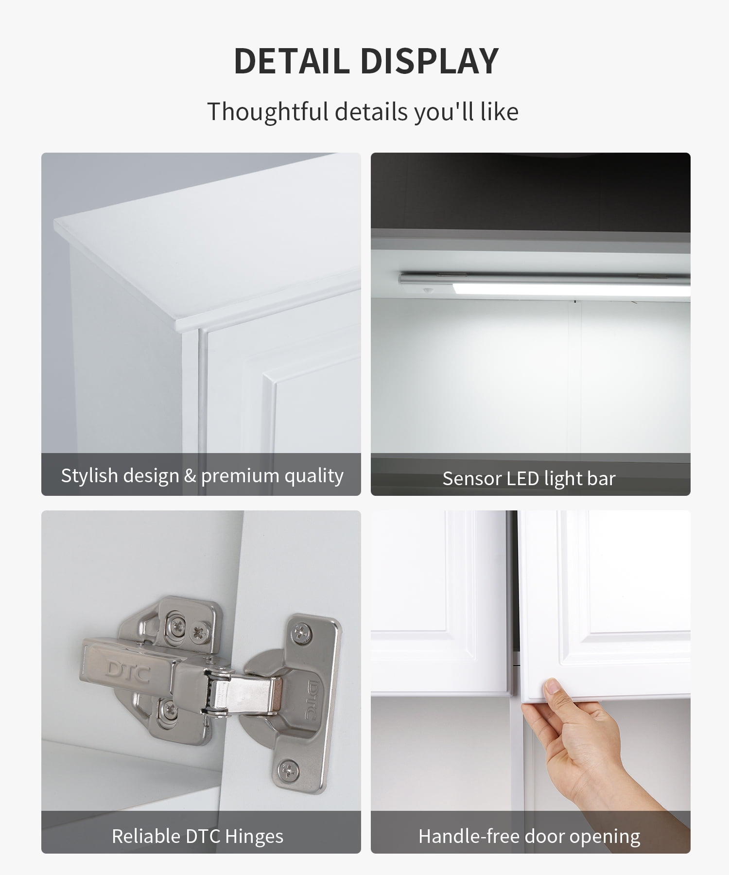 HAIOOU Bathroom Wall Cabinet with Motion Sensor LED Light, Over Toilet Storage Cabinet with Buffering Hinges and Adjustable Shelf (White)