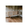 thumbnail image 5 of Benjara 59" TV Entertainment Console- Sliding Doors- Teak Wood- Rattan- Brown, 5 of 6
