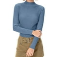 thumbnail image 6 of WULMLEO Women's Long Sleeve Shirts for Women Mock Turtle Neck Ribbed Slim Fit Fall Winter Thermal Underwear Tops Blue One Size, 6 of 6