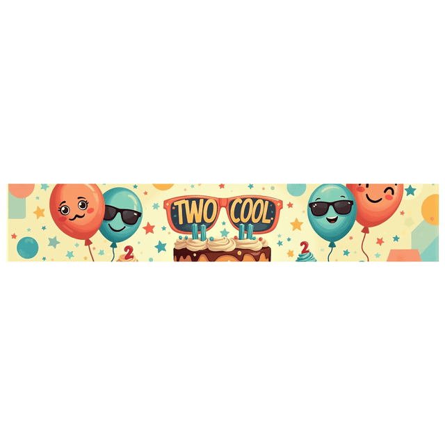 Colorful and Fun Banner for Second Birthday Bash Two Cool Theme Party Supplies Background Decoration Backdrop for Photography Props Birthday Party Decorations