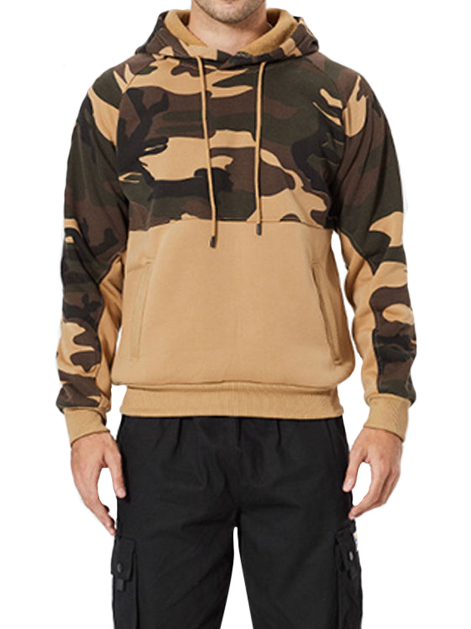 Hoodies for Men Cozy Camouflage Pullover Casual Loose Long Sleeve Sweatshirt Workout Sports Sweater Hoodies