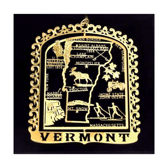 Nations Treasures Vermont State Brass Christmas Ornament