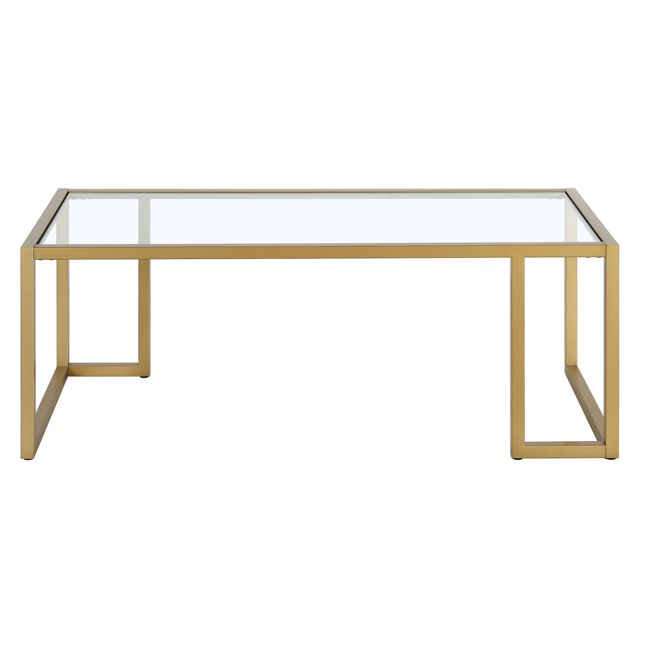 Evelyn&Zoe Oscar 45" Wide Rectangular Coffee Table in Brass