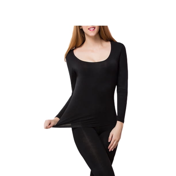 Minnieouse Ropa de abrigo Ropa interior de invierno Camisa térmica Tamaño compacto de moda Práctico para usar Mano de obra fina Suavidad Ropa femenina Ropa interior Negro XXL Minnieouse AP013669-04