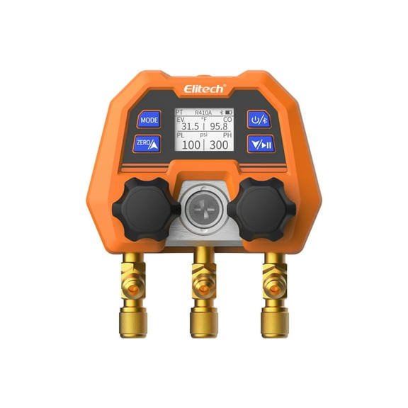 Elitech DMG-4B Digital Manifold Gauge, App Operated HVAC Gauges for Air Conditioning Systems and Heat Pumps, A/C Diagnostic Manifold Gauge