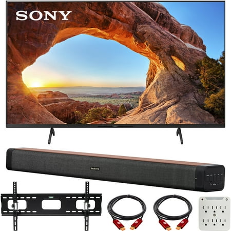 Sony KD85X85J 85-inch X85J 4K Ultra HD LED Smart TV (2021 Model) Bundle with Deco Home 60W 2.0 Channel Soundbar, 37"-100" TV Wall Mount Bracket Bundle and 6-Outlet Surge Adapter
