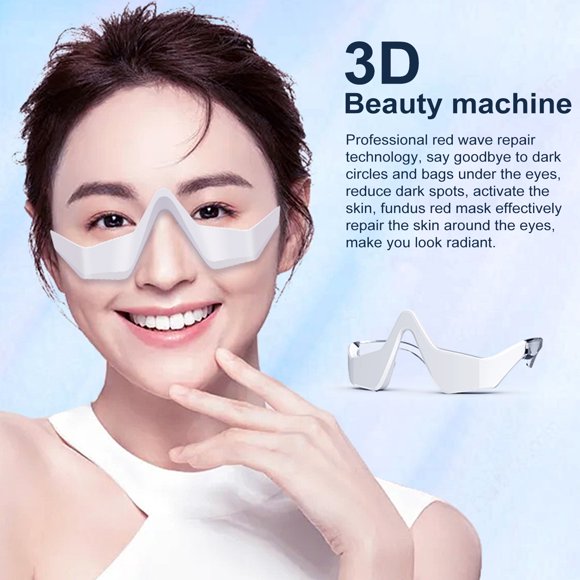 Red Light Therapy Glasses for Eyes under Eye Device with Hot Compress 3D Surround Technology Eye Care Reduces Dark Circles Fatigue Collagen Boost Eye Massage Tool