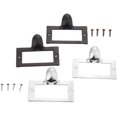 thumbnail image 4 of Handle Label Holder Pull Handle File Name Card Holder for Furniture Cabinet Drawer Box Case Bin 2pcs 58x46mm Black Silver Beautiful Craftsmanship and Easy to use (Color : A), 4 of 6