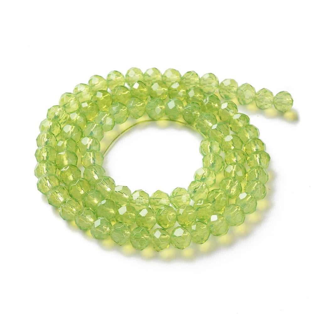 20Strand Baking Painted Transparent Glass Beads Strands Imitation Opalite Faceted Round Yellow Green 6x5mm Hole: 1.3mm about 84pcs/strand 16.57''(42.1cm)