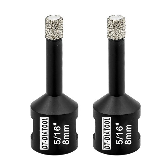 DT-DIATOOL Foret à Noyau de Diamant 5/16 Pouce 2 Pcs Scie à Trous avec Filetage 5/8 Pouces-11 pour Carrelage Céramique Marbre Granit Pierre Brique