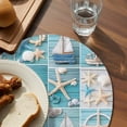 thumbnail image 4 of Round Placemats Ocean Nautical Lighthouse Starfish 15 inch Set of 6 Table Mats for Dining Table Blue Shell Heat Resistant Non-Slip Kitchen & Home Decorative Place Mat Set, 4 of 8