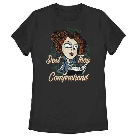 Women's Hocus Pocus Winifred Comprehend Cartoon Graphic Tee Black 2X Large