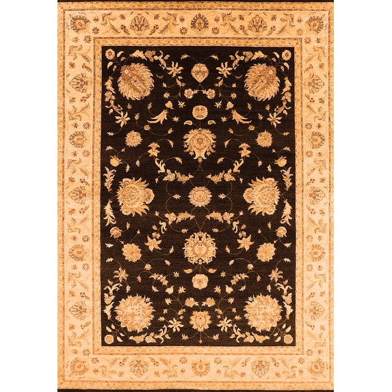 Ahgly Company Indoor Rectangle Oriental Orange Industrial Area Rugs, 5' x 8'