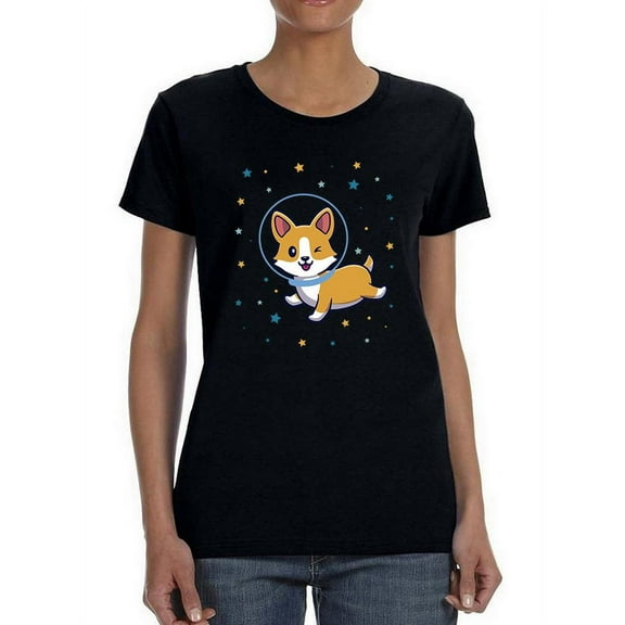 Cute Dog In Space T-Shirt Women -Smartprints Designs, Female Large