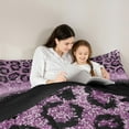 thumbnail image 4 of jejeloiu Cheetah Print 7 Pieces Bedding Comforter Set,Leopard Pattern Full Bedding Set,Purple Bling Print Fitted Sheet Flat Sheet For Teens Kids,Breathable Home Decor Reversible, 4 of 8