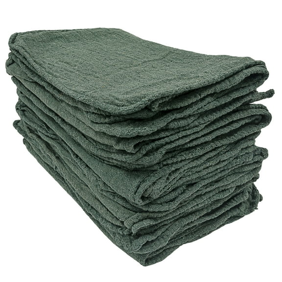 Cotton Shop Towels, 11”x12”, Green, 50-Pack